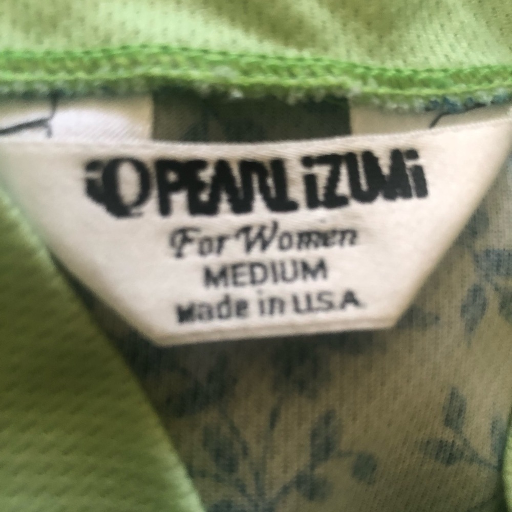 Pearl Izumi Lightweight Cycling Vest Sz. M Pocket Back Lime Green Navy Floral - Picture 3 of 7